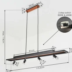 hofstein Suspension Deadwood LED Brun, Couleur bois, 5 lumières