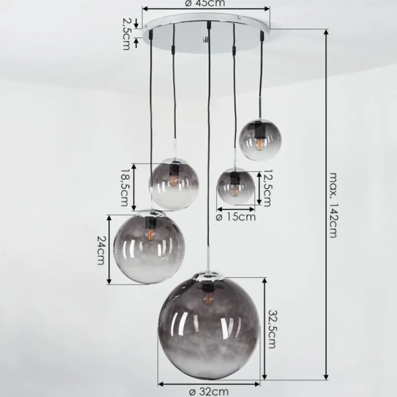 hofstein Suspension Degevos Chrome, 5 lumières