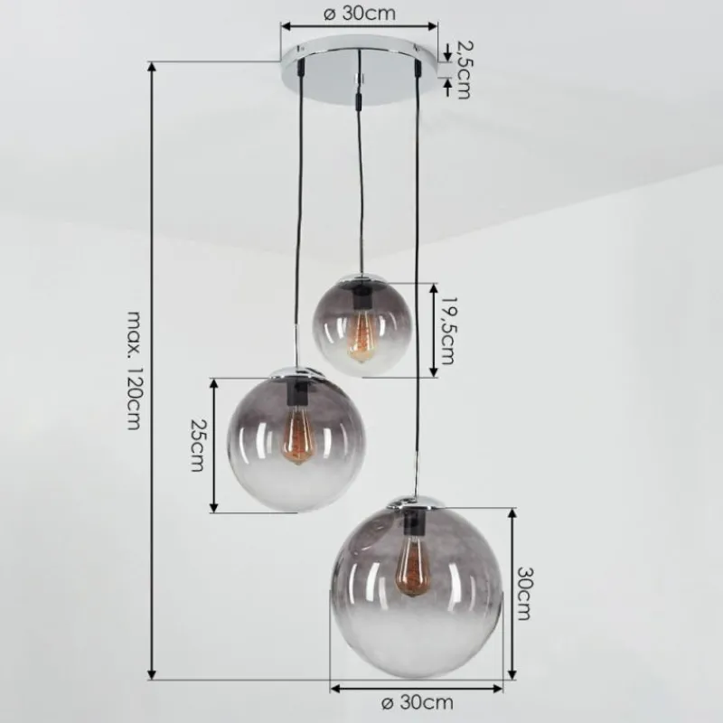 hofstein Suspension Degevos Gris, 3 lumières