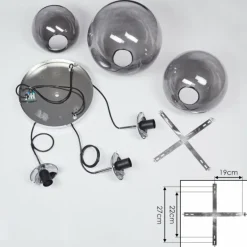 hofstein Suspension Degevos Gris, 3 lumières