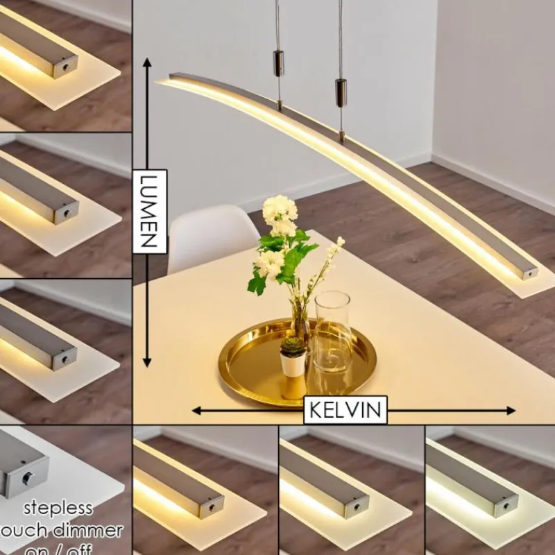 hofstein Suspension Delaware LED Argenté, 1 lumière