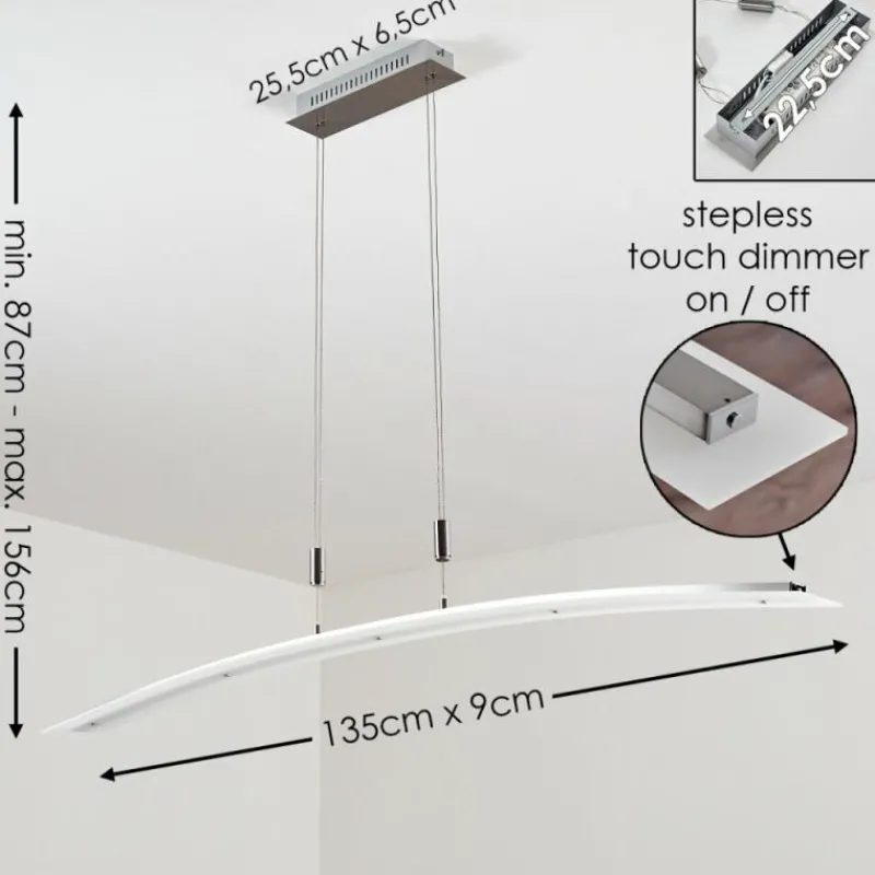 hofstein Suspension Delaware LED Argenté, 1 lumière