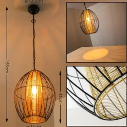 Lampes Dorées-hofstein Suspension Delhi Noir doré, 1 lumière