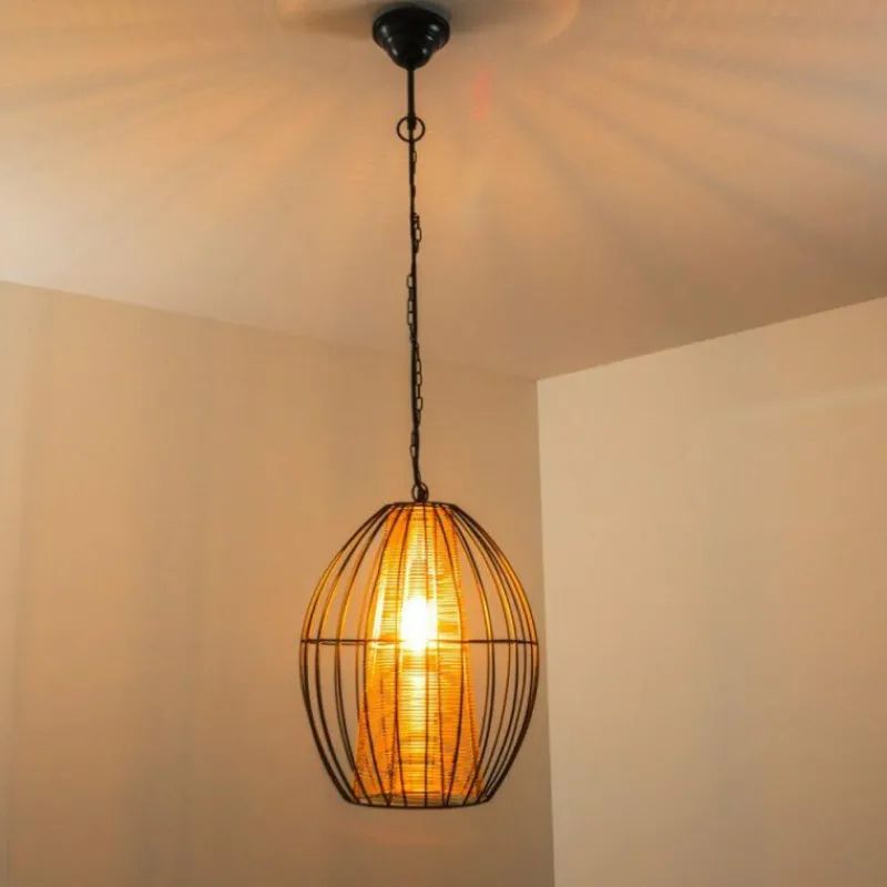 Lampes Dorées-hofstein Suspension Delhi Noir doré, 1 lumière