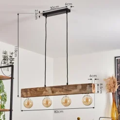 Luminaires Scandinaves-hofstein Suspension Derville Écru, Noir, 4 lumières