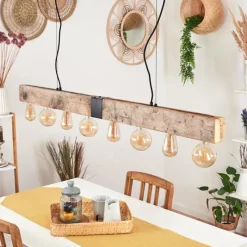 Luminaires Scandinaves-hofstein Suspension Derville Écru, Noir, 8 lumières