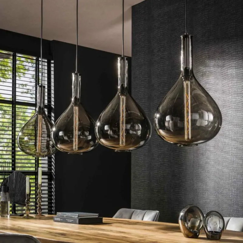 Suspension Verre Fumé-hofstein Suspension Drop Anthracite, 4 lumières