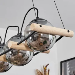 Suspension Verre Fumé-hofstein Suspension Duchemin Écru, Noir, 4 lumières