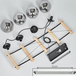 Suspension Verre Fumé-hofstein Suspension Duchemin Écru, Noir, 4 lumières