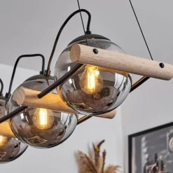 Suspension Verre Fumé-hofstein Suspension Duchemin Écru, Noir, 4 lumières