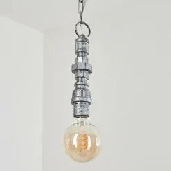 Lampes Vintages & Rétros-hofstein Suspension Dufort Argenté, 1 lumière