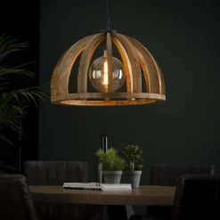 Lampes Vintages & Rétros-hofstein Suspension DUIVENHOEK Bois clair, 1 lumière
