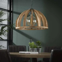 Lampes Vintages & Rétros-hofstein Suspension DUIVENHOEK Bois clair, 1 lumière