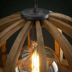 Lampes Vintages & Rétros-hofstein Suspension DUIVENHOEK Bois clair, 1 lumière