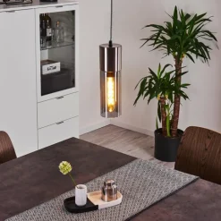 Suspension Verre Fumé-hofstein Suspension Dulcita Nickel mat, 1 lumière