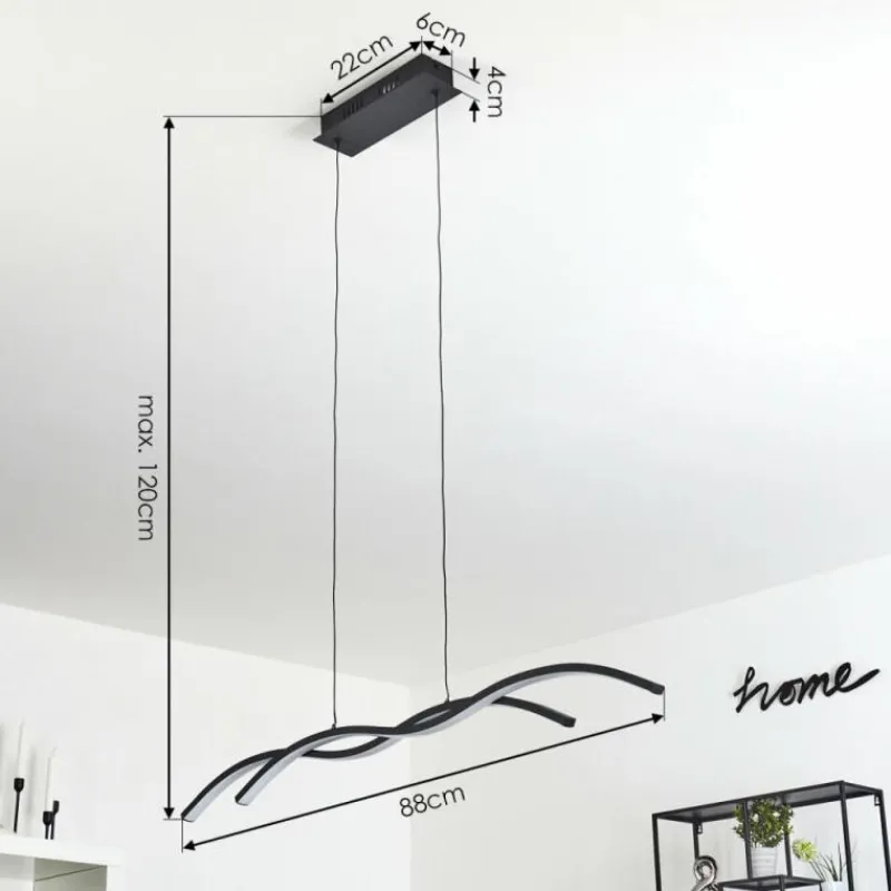 hofstein Suspension Eaglesham LED Noir, 1 lumière