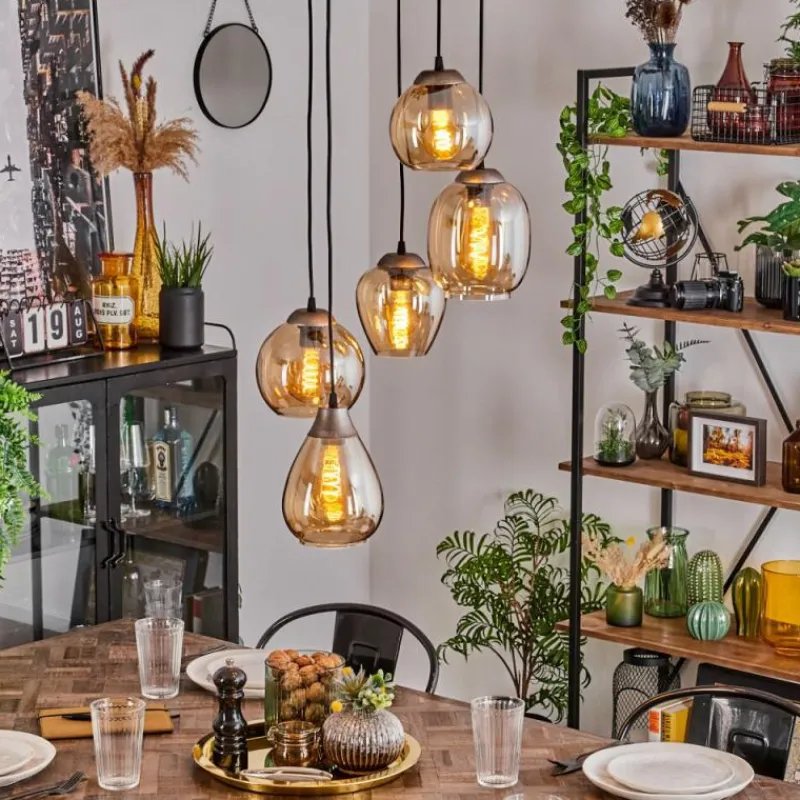 hofstein Suspension Echallens Argenté, 5 lumières