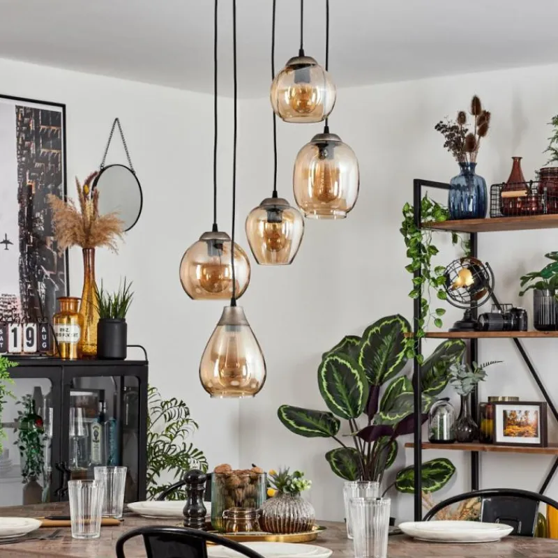 hofstein Suspension Echallens Argenté, 5 lumières