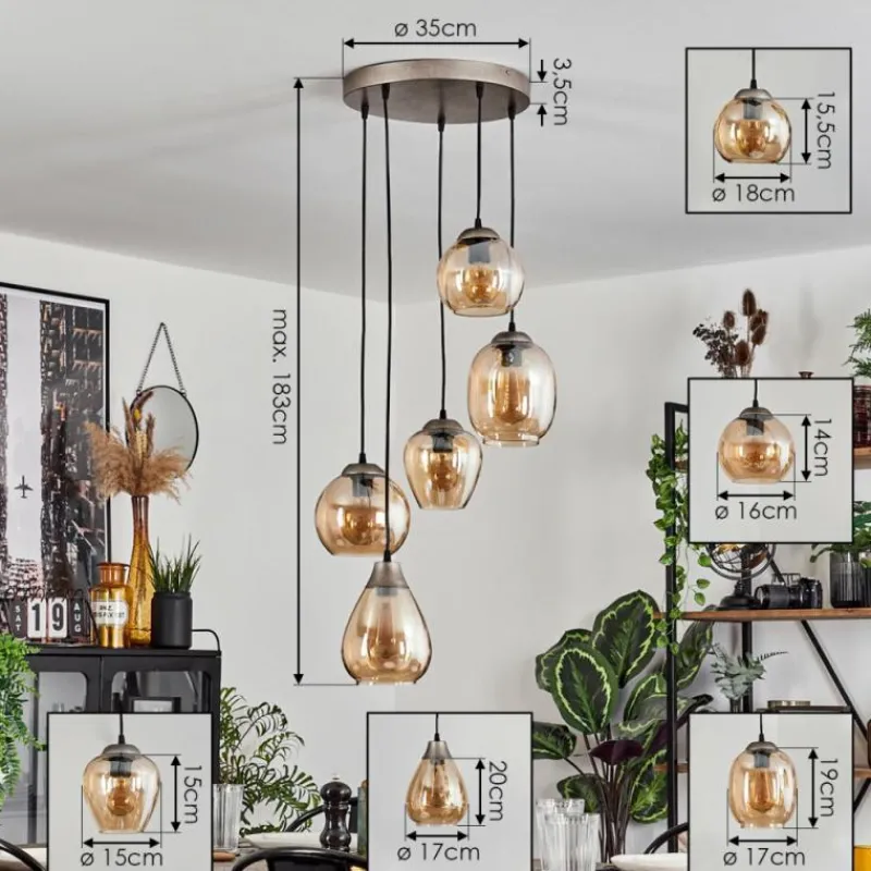 hofstein Suspension Echallens Argenté, 5 lumières