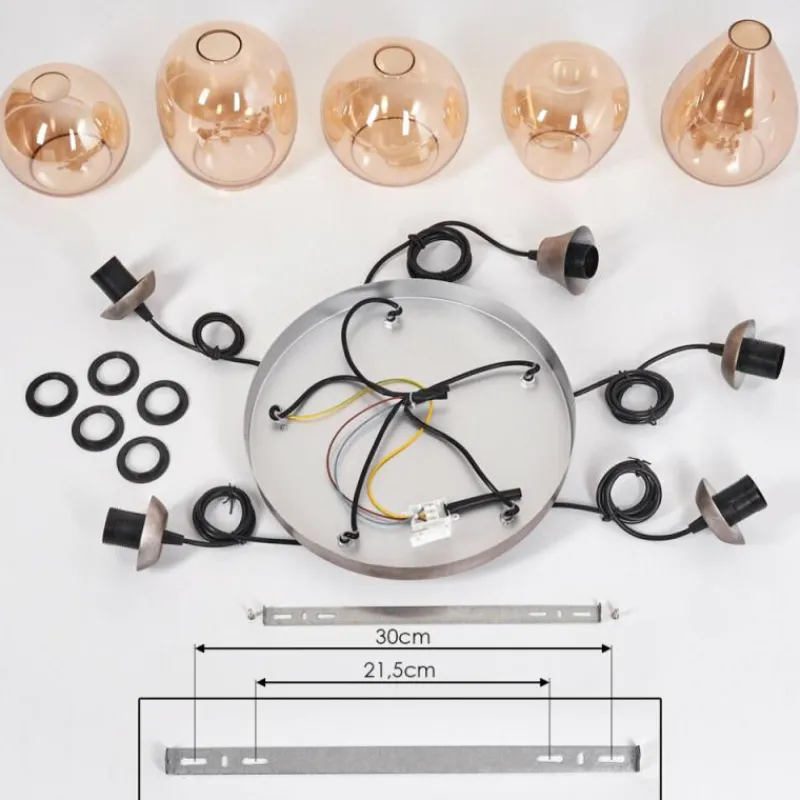 hofstein Suspension Echallens Argenté, 5 lumières