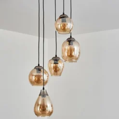 hofstein Suspension Echallens Argenté, 5 lumières