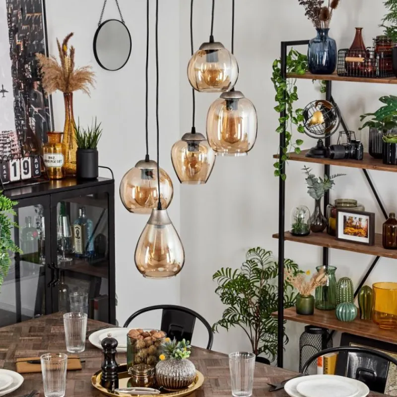 hofstein Suspension Echallens Argenté, 5 lumières