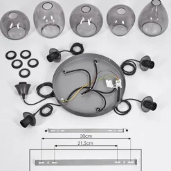 hofstein Suspension Echallens Noir, 5 lumières