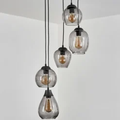 hofstein Suspension Echallens Noir, 5 lumières