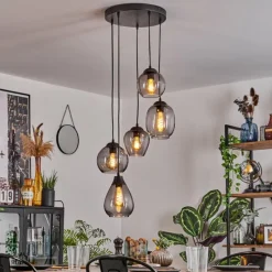 hofstein Suspension Echallens Noir, 5 lumières