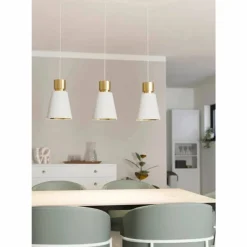 Lampes En Tissu-Luminaires Eglo Suspension Eglo AGLIENTINA Laiton, 3 lumières