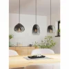 Suspension Verre Fumé-Luminaires Eglo Suspension Eglo AGUILARES Noir, 3 lumières