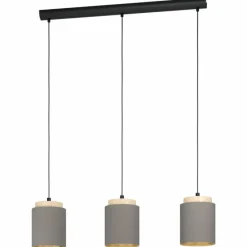 Lampes En Tissu-Luminaires Eglo Suspension Eglo ALBARIZA Brun, Noir, 3 lumières