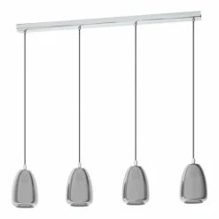 Suspension Verre Fumé-Luminaires Eglo Suspension EGLO ALOBRASE Chrome, 4 lumières