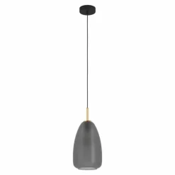Suspension Verre Fumé-Luminaires Eglo Suspension Eglo ALOBRASE Laiton, Noir, 1 lumière