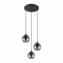 Suspension Verre Fumé-Luminaires Eglo Suspension EGLO ARISCANI Noir, 3 lumières