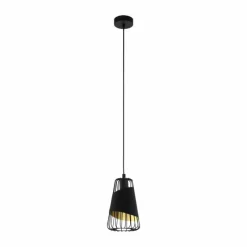 Lampes En Tissu-Luminaires Eglo Suspension Eglo AUSTELL Noir, 1 lumière