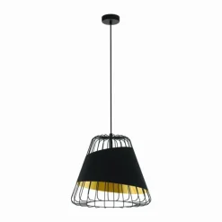 Lampes En Tissu-Luminaires Eglo Suspension Eglo AUSTELL Noir, 1 lumière