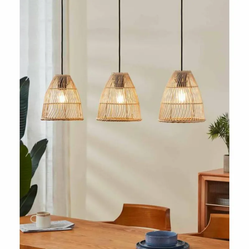 Style Boho-Chic-Luminaires Eglo Suspension Eglo AYESGARTH Noir, 3 lumières
