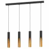 Lampes Dorées-Luminaires Eglo Suspension Eglo BARBOTTO LED Or, Noir, 4 lumières