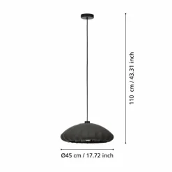 Lampes En Tissu-Luminaires Eglo Suspension Eglo BARLASTON Noir, 1 lumière
