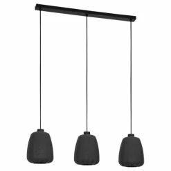 Lampes En Tissu-Luminaires Eglo Suspension Eglo BARLASTON Noir, 3 lumières