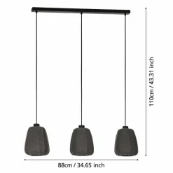 Lampes En Tissu-Luminaires Eglo Suspension Eglo BARLASTON Noir, 3 lumières