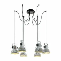 Lampes Vintages & Rétros-Luminaires Eglo Suspension Eglo BARNSTAPLE Brun, Noir, 6 lumières