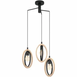 Lampes Industrielles-Luminaires Eglo Suspension Eglo BASILDON Brun, Noir, 3 lumières