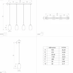 Suspension Verre Fumé-Luminaires Eglo Suspension Eglo BATISTA Laiton, Noir, 4 lumières