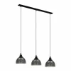 Suspension Verre Fumé-Luminaires Eglo Suspension EGLO BELESER Noir, 3 lumières