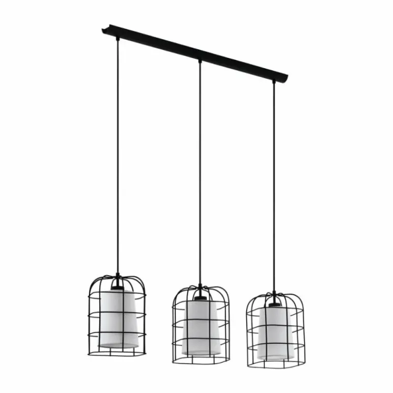 Lampes En Tissu-Luminaires Eglo Suspension Eglo BITTAMS Noir, 3 lumières