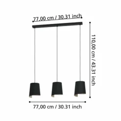 Luminaires Eglo Suspension Eglo BOLIVIA Noir, 3 lumières* Suspensions