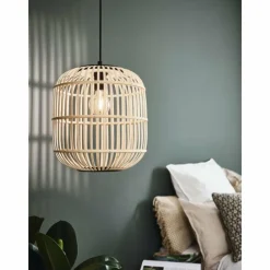 Style Boho-Chic-Luminaires Eglo Suspension EGLO BORDESLEY Noir, 1 lumière