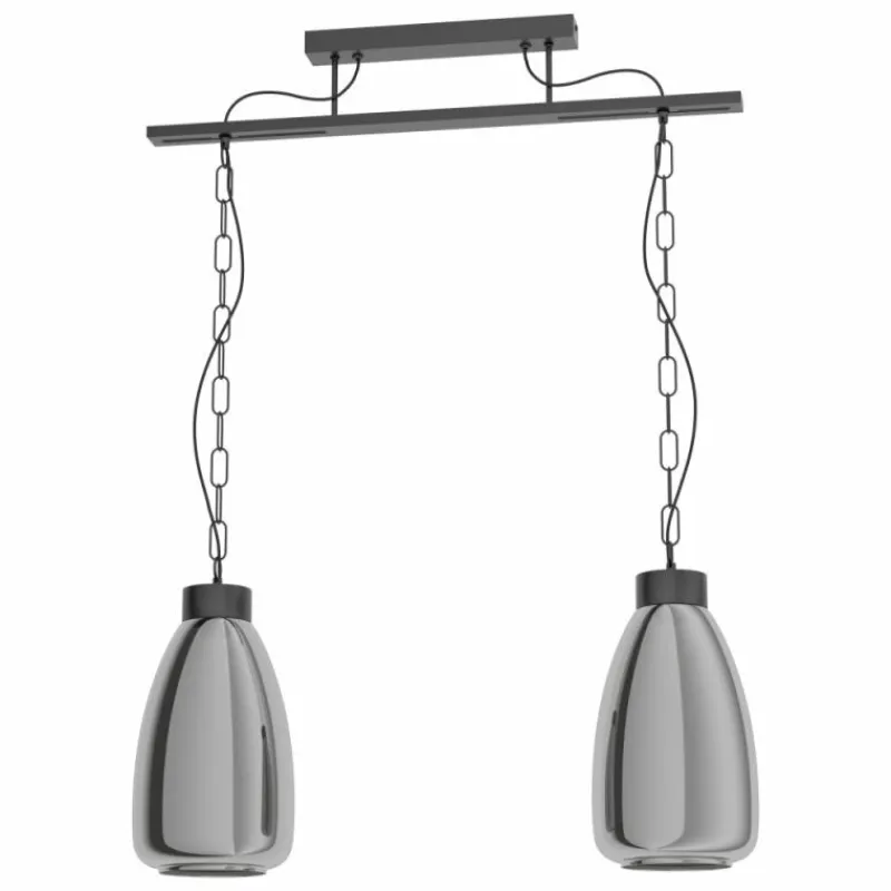 Suspension Verre Fumé-Luminaires Eglo Suspension Eglo BRICKFIELD Noir, 2 lumières